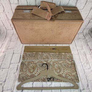 Vtg Hartman Luggage Suede Suitcase w/ Hanger Paisley Interior Attachment & Key